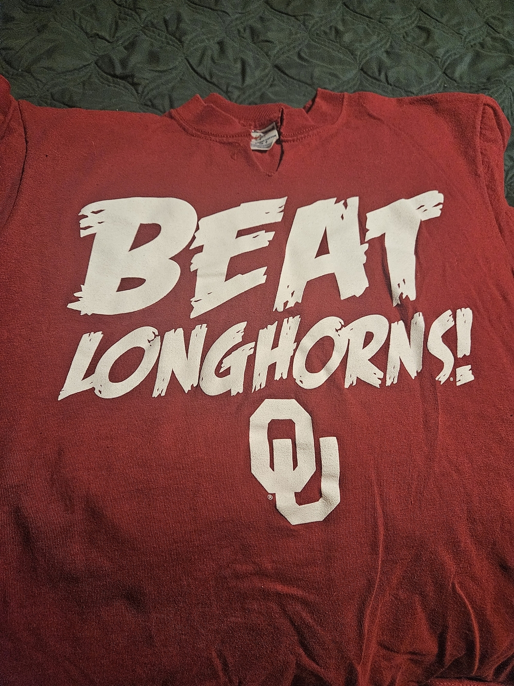 Jerzees Red OU 'Beat Longhorns!' Short Sleeve Tee